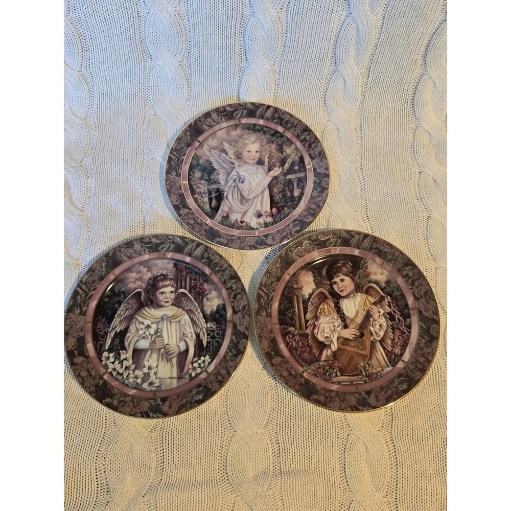 Bradford Exchange Gardens of Innocence Joy Faith Grace Donna Richardson 3 Plates